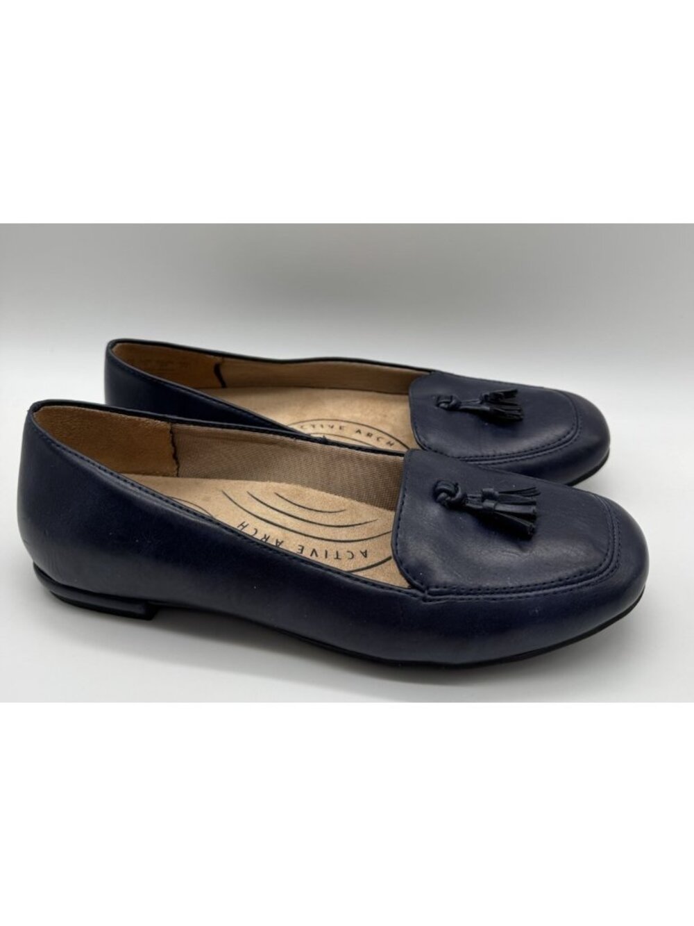Life Stride Soft Style Womens 7 Loafers Active Arch Tassel Navy Blue Comfort - Picture 1 of 7